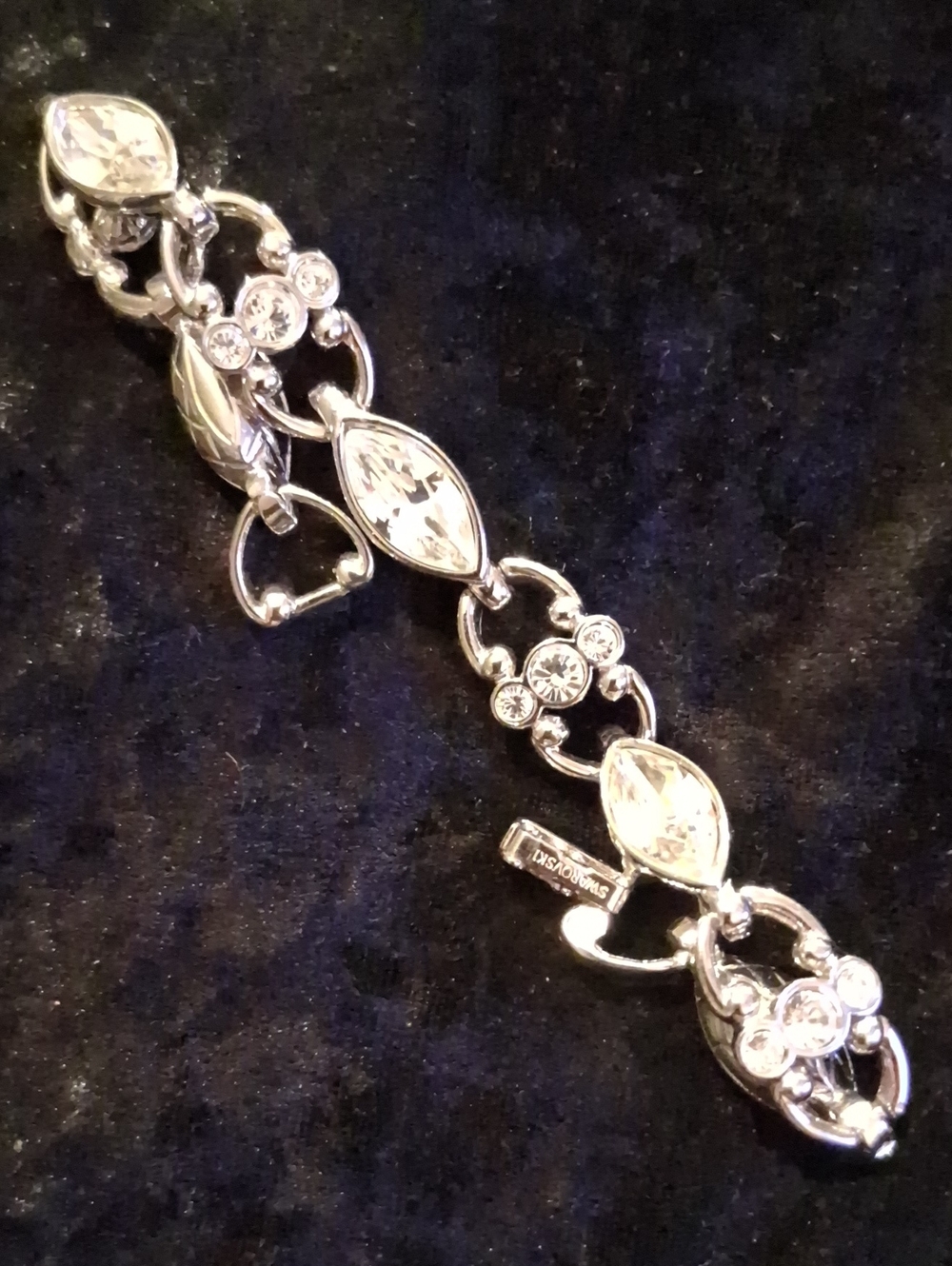 Swarovski Silver Crystal Link Bracelet - Clear Stones Sz.8 Beautiful Detail.
